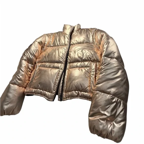 Lovers and Friends Metallic Puffer Jacket Sz XXS - Picture 5 of 14